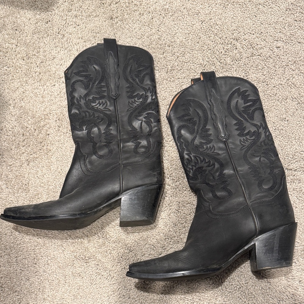 Jeffrey campbell Daggett Black Western Cowboy Boots size 8
